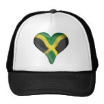 Jamaican Flag In A Heart Hats