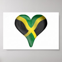 Jamaican Flag In A Heart Print