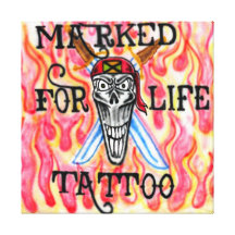 Jamaican Pirate Tattoo Art Wrapped Canvas 24x24 Stretched Canvas Print