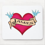 James - Custom Heart Tattoo T-shirts & Gifts mousepads