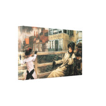 James Tissot - On the ferry waiting Stretched Canvas Print