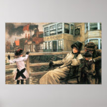 James Tissot - On the ferry waiting Posters
