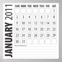 January Calendar 2011 Posters