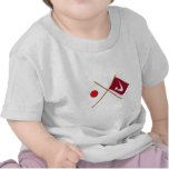 Japan and Akita Crossed Flags Tee Shirt