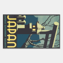 Japan Japanese Government Railways, Vintage Rectangle Stickers