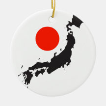 Japan map outline and circle christmas ornament
