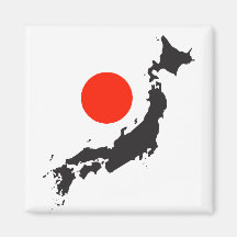 Japan map outline and circle refrigerator magnets