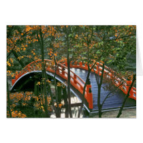 Japan, Nara Pref., Nara. The Royal Bridge glows Greeting Cards