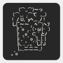 Japanese ASCII Art「beer」 正方形シールステッカー