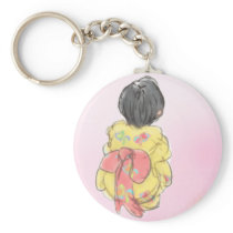 Japanese bathrobe little girl circle key chains