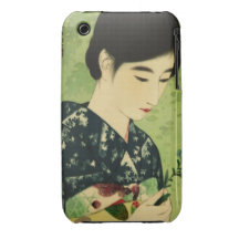 Japanese Beauty with Blue Flower iPhone 3 Case