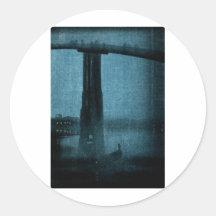 Japanese Bridge at Night no.1 Round Stickers
