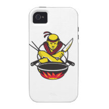 japanese cook chef with knife wok vibe iPhone 4 cover