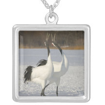 Japanese Cranes dancing on snow Jewelry