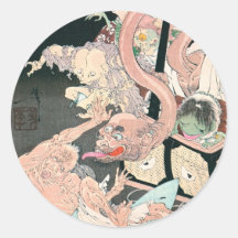 Japanese Demons and Ghosts Round Sticker