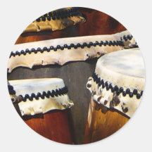 Japanese Drums Round Stickers