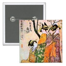 Japanese Engraving Three Geisha 1911 Pins