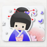 Japanese Geisha Doll - Blue Series Mousepad