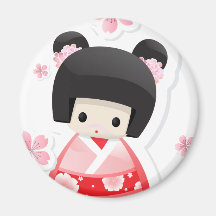 Japanese Geisha Doll - buns series Magnets