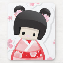 Japanese Geisha Doll - buns series Mouse Pad