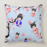 Japanese Geisha Dolls Throw Pillows