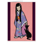 Japanese girl and her cat cards