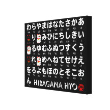 Japanese Hiragana(Alphabet) table Stretched Canvas Prints