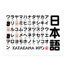 Japanese Katakana(Alphabet) table Post Cards