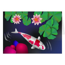 Japanese Koi Fish, Lotus Flowers & Water-lilies Cards