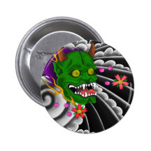 japanese mask tattoo design buttons