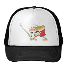 Japanese Noodle Soup Fighter with Samurai Sword Trucker Hats