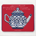 JAPANESE PROVERB TEA POT Cross Stitch Style Design Mouse Pads