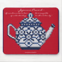 JAPANESE PROVERB TEA POT Cross Stitch Style Design mousepads