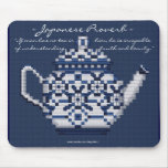 JAPANESE PROVERB TEA POT Cross Stitch Style Design Mousepad