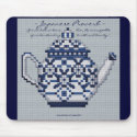 JAPANESE PROVERB TEA POT Cross Stitch Style Design mousepads