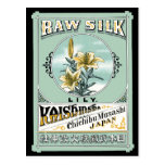 Japanese Raw Silk Lily Flower Label Postcards