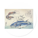 Japanese Sea Life Painting circa 1800's stickers