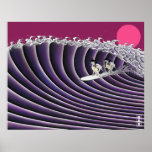 japanese sunset surfing poster posters