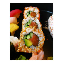 Japanese sushi California roll sashimi photo Japan Post Card