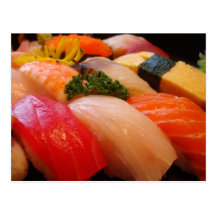 Japanese sushi roll sashimi hipster Japan photo Post Cards