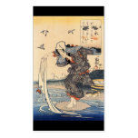 Japanese Woman doing laundry in river c. 1800's Business Card