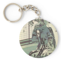 Japanese Woman in beautiful Kimono circa 1820 Key Chains