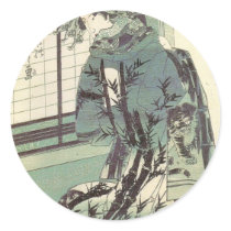 Japanese Woman in beautiful Kimono circa 1820 Round Stickers