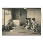 Japanese women sitting on floor greeting card