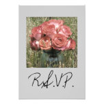 Jar of Roses In A Field Wedding RSVP Personalized Announcement