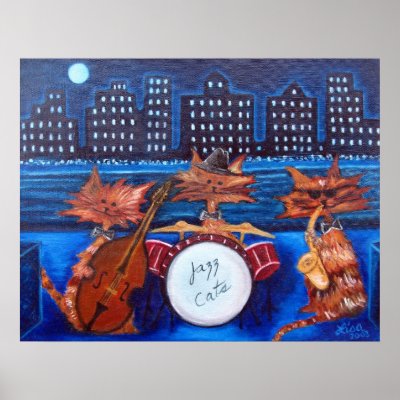 Jazz Cats Print by LisaLorenzPaintings