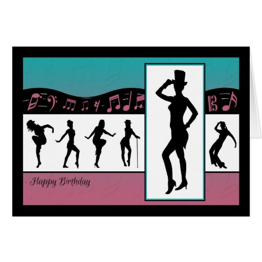 Jazz Dancers with Music Notes Birthday Card | Zazzle