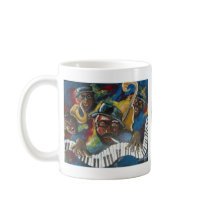 Jazz Quartet Musicians Folk Art Coffee Mugs