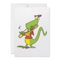 jazzy trombone playing lizard cartoon custom announcement