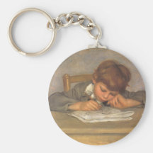 Jean Drawing by Renoir, Vintage Impressionism Art Keychain